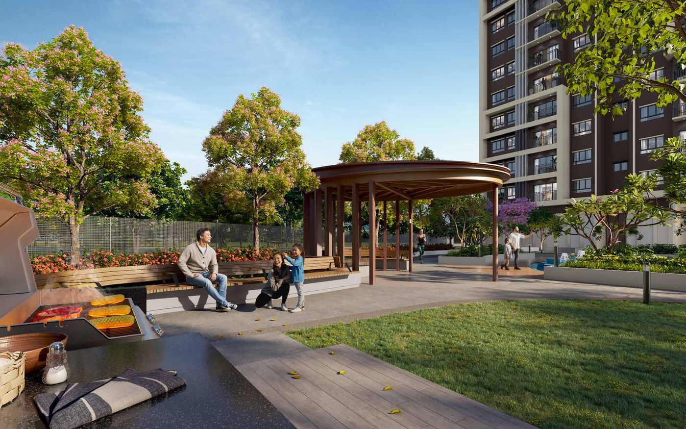 BBQ and picnic lawn with a gazebo, artist's impression